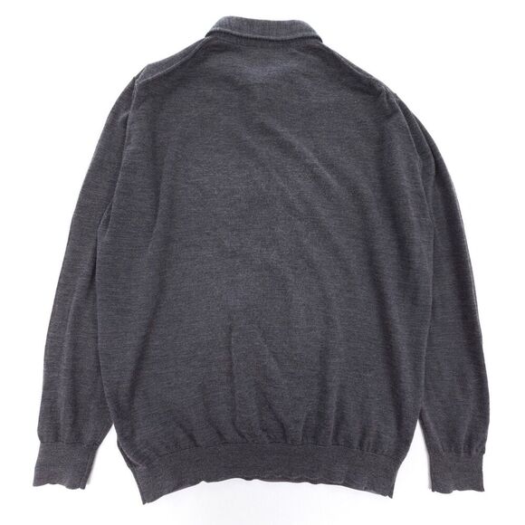 ERMENEGILDO ZEGNA Wool Cashmere Polo Sweater Old Money Quiet Luxury Minimal Gray - Picture 6 of 8